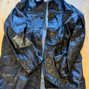 Gibson Black Leather Trench Coat